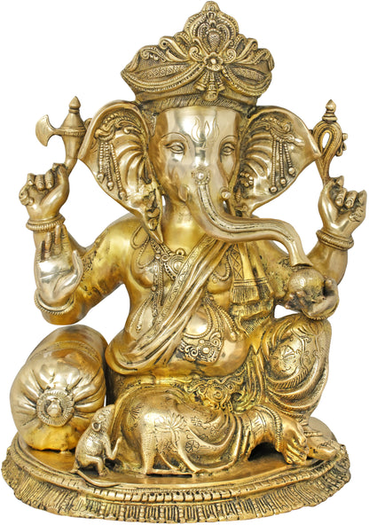 Brassaura™ Brass Ganesha Statue | Height 22 Inches & Weight 33.40 kgs