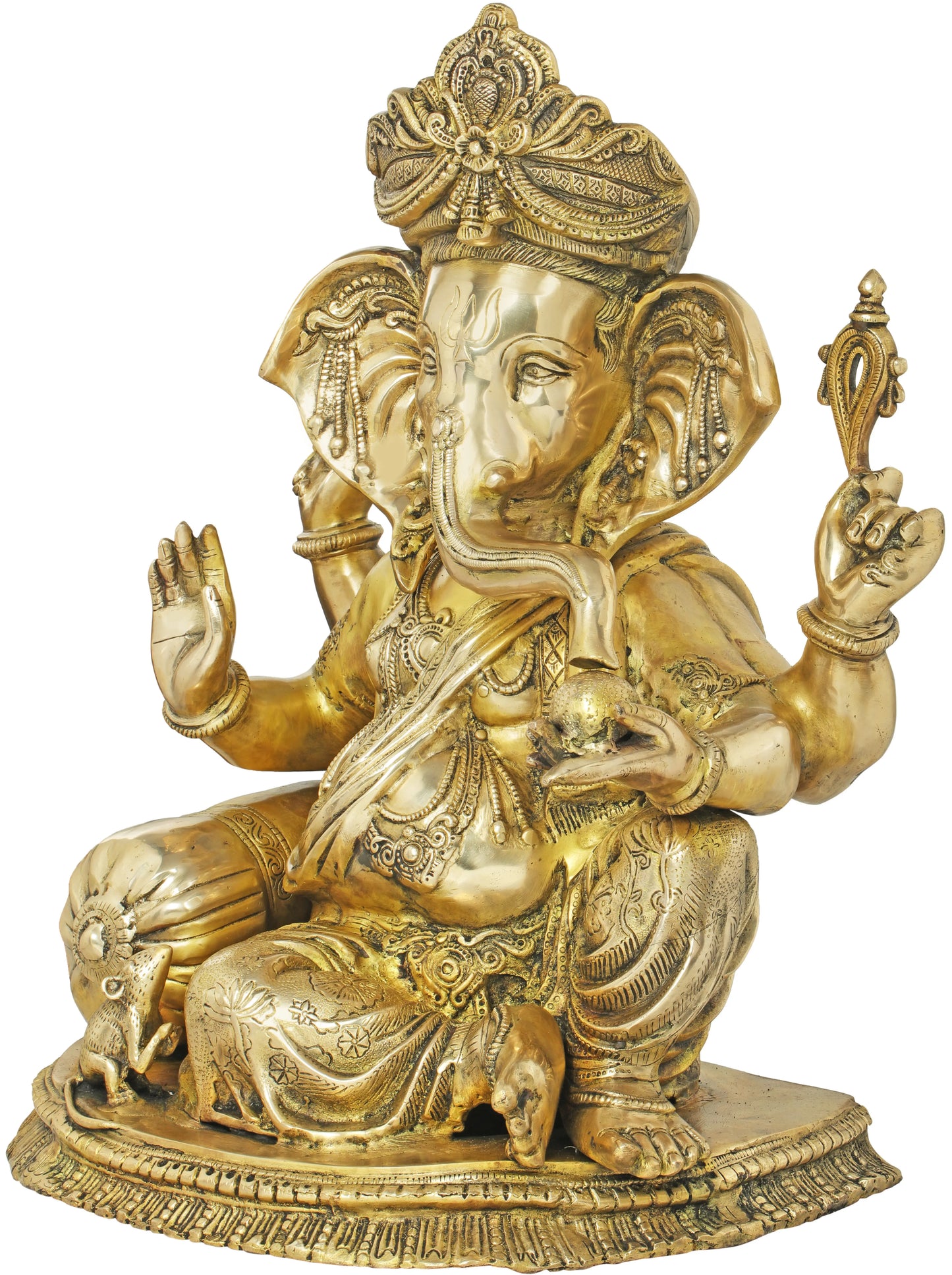 Brassaura™ Brass Ganesha Statue | Height 22 Inches & Weight 33.40 kgs