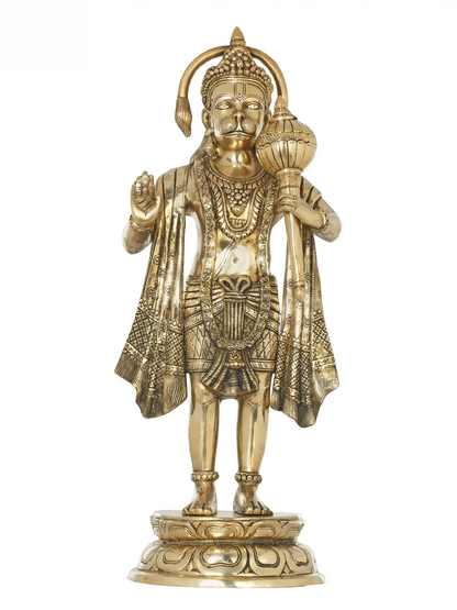 Brassaura® Standing Blessing Hanuman | Brass Statue | Height 26.77 Inches & Weight 14 kgs