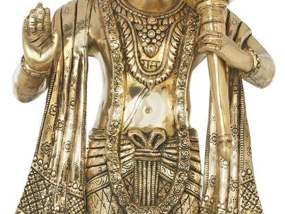 Brassaura® Standing Blessing Hanuman | Brass Statue | Height 26.77 Inches & Weight 14 kgs