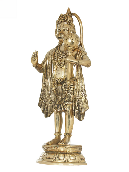 Brassaura® Standing Blessing Hanuman | Brass Statue | Height 26.77 Inches & Weight 14 kgs