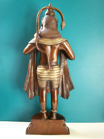 Brassaura® Standing Blessing Hanuman | Brass Statue | Height 26.77 Inches & Weight 14 kgs