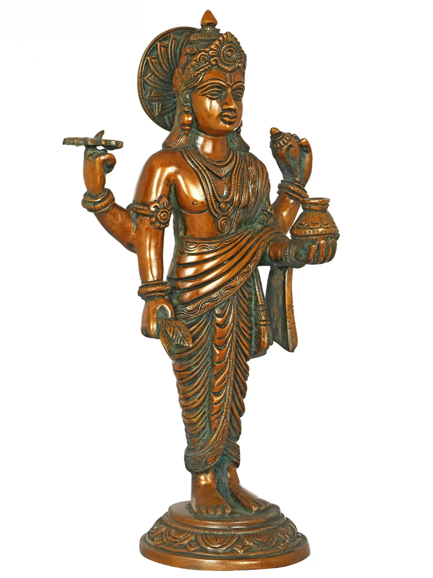 Brassaura® Lord Dhanvantari Brass Statue | Height 15 Inches & Weight 4 kgs