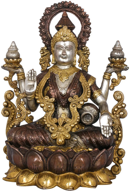 Brassaura® Brass Kamalasana Goddess Lakshmi Statue | Height 12.60 Inches & Weight 7.70 kg