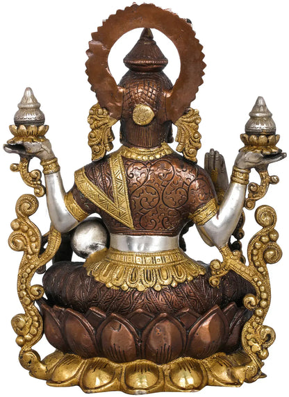 Brassaura® Brass Kamalasana Goddess Lakshmi Statue | Height 12.60 Inches & Weight 7.70 kg