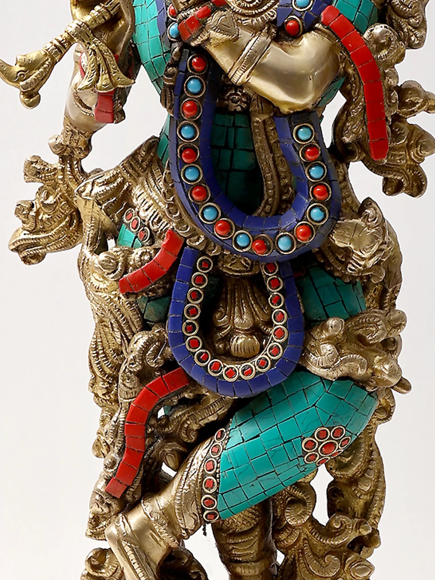 Brassaura® Brass Krishna Statue with Inlay Work | Height 24.02 Inches & Weight 11.60 kg