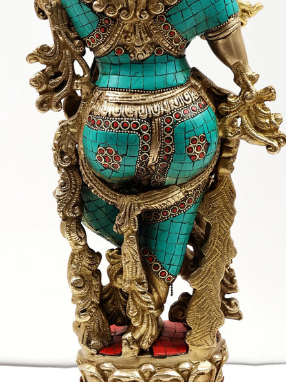 Brassaura® Brass Krishna Statue with Inlay Work | Height 24.02 Inches & Weight 11.60 kg