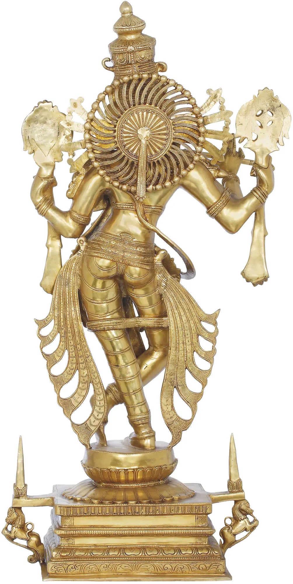 ब्रैसौरा® ब्रास कृष्ण प्रतिमा इनले वर्क के साथ | ऊँचाई 40.75 इंच और वज़न 46.40 किग्रा