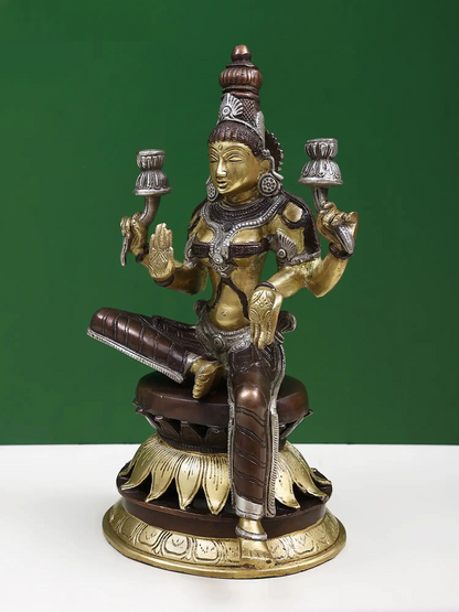 Brassaura® Seated Goddess Lakshmi | Brass Statue | Height 12 Inches & Weight 8.60 kgs