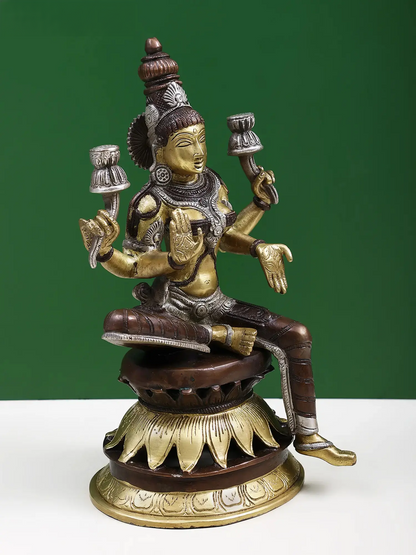 Brassaura® Seated Goddess Lakshmi | Brass Statue | Height 12 Inches & Weight 8.60 kgs