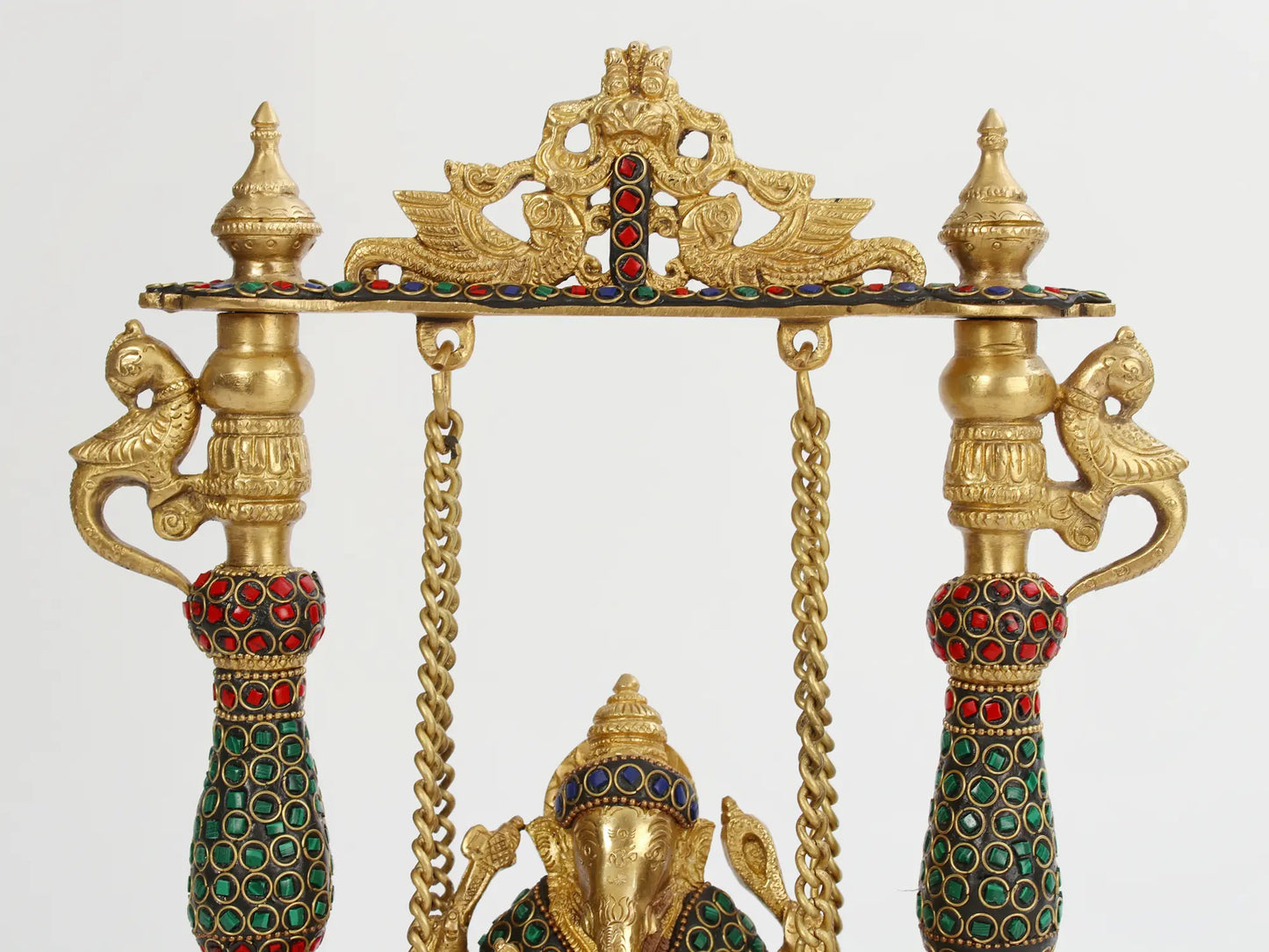 Brassaura™ Lord Ganesha Jhula Brass Statue | Height 13.2 Inches & Weight 4.50 kgs