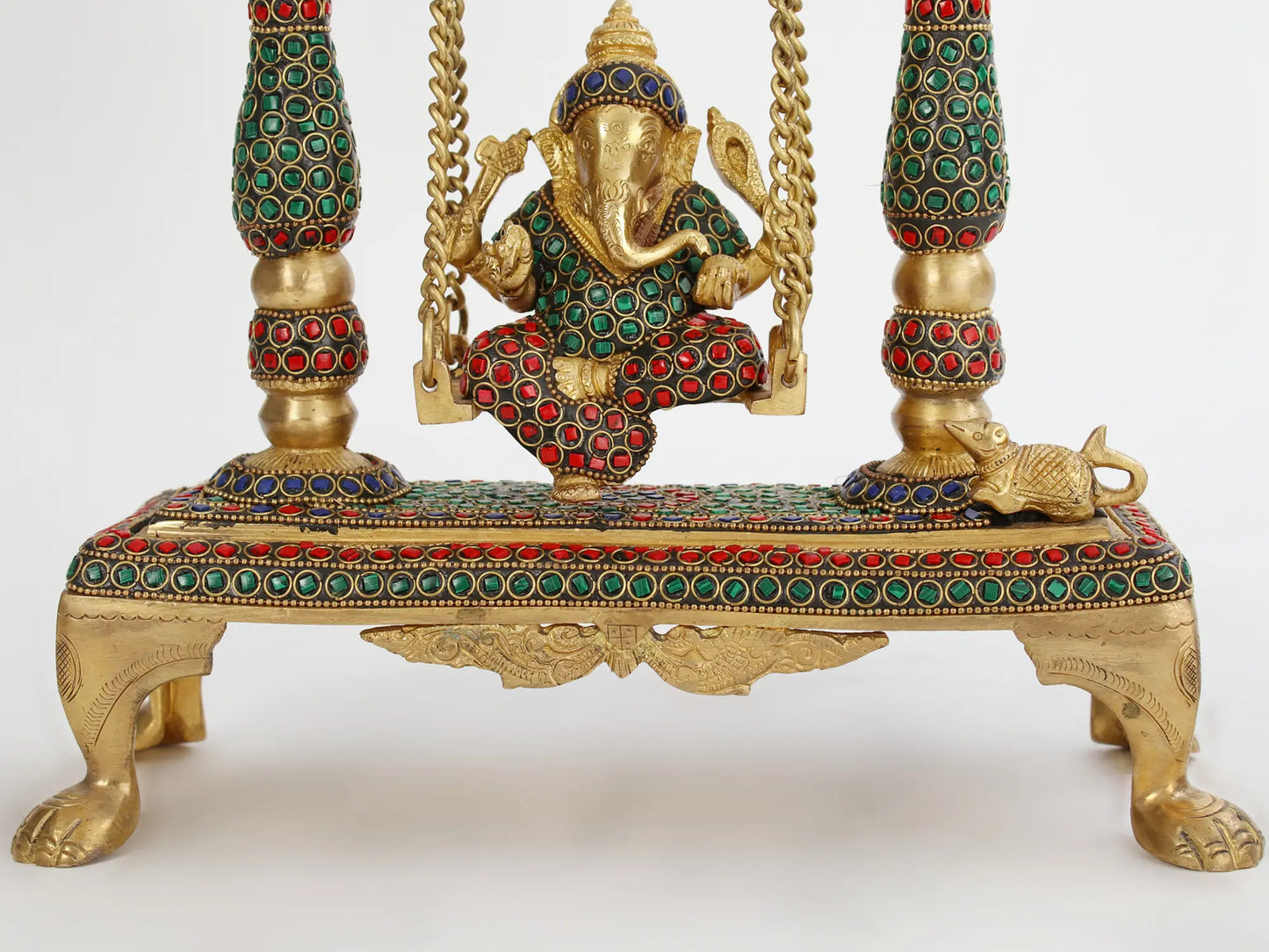 Brassaura™ Lord Ganesha Jhula Brass Statue | Height 13.2 Inches & Weight 4.50 kgs