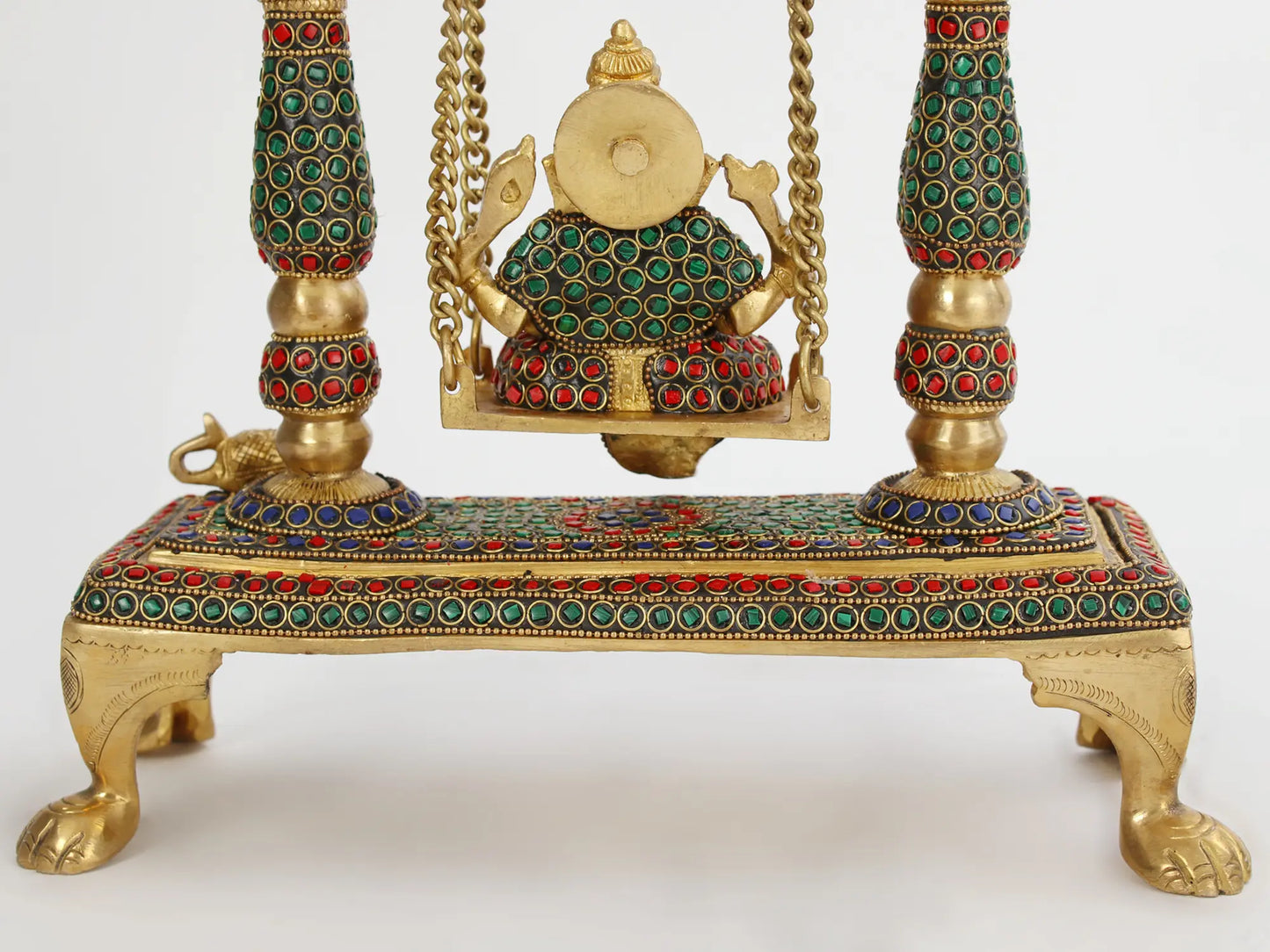 Brassaura™ Lord Ganesha Jhula Brass Statue | Height 13.2 Inches & Weight 4.50 kgs