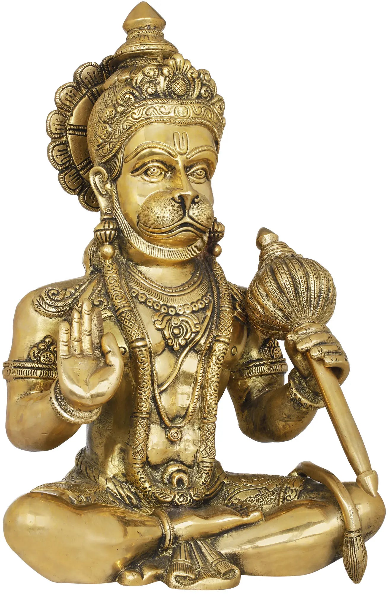 Brassaura® Blessing Hanuman | Natural Brass Finish | Height 14 Inches & Weight 8.50 kgs