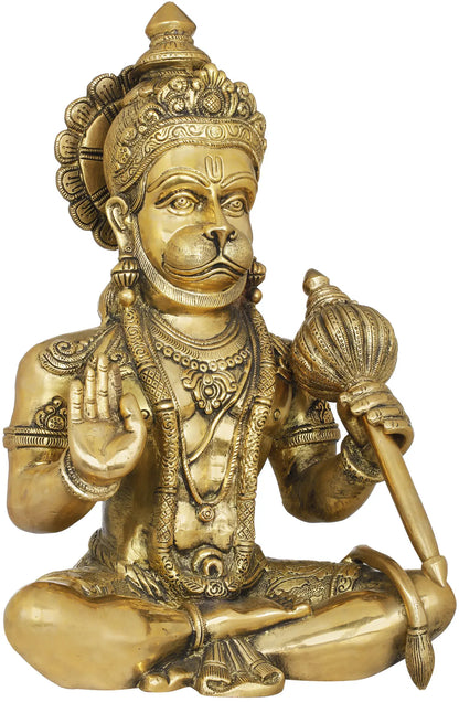 Brassaura® Blessing Hanuman | Natural Brass Finish | Height 14 Inches & Weight 8.50 kgs