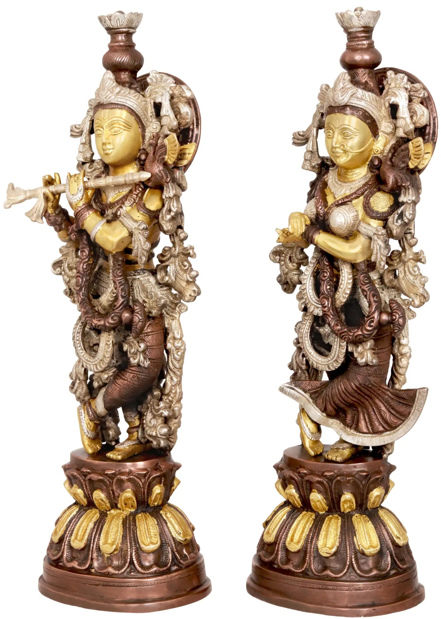 Brassaura® Brass Radha Krishna Statue with Inlay Work | Height 20.80 Inches & Weight 15.80 kg