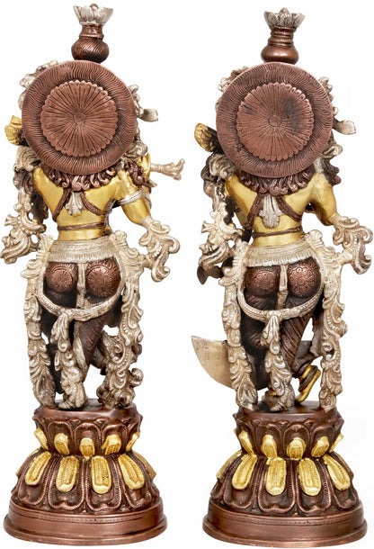 Brassaura® Brass Radha Krishna Statue with Inlay Work | Height 20.80 Inches & Weight 15.80 kg