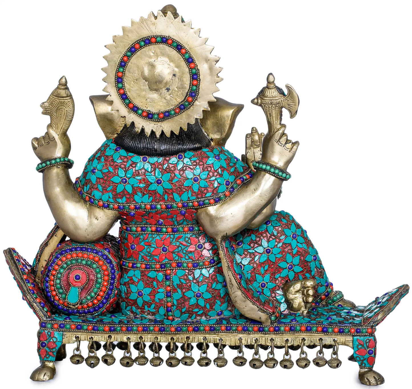 Brassaura™ Brass Ganesha Statue with Inlay Work | Height 16 Inches & Weight 18 kgs