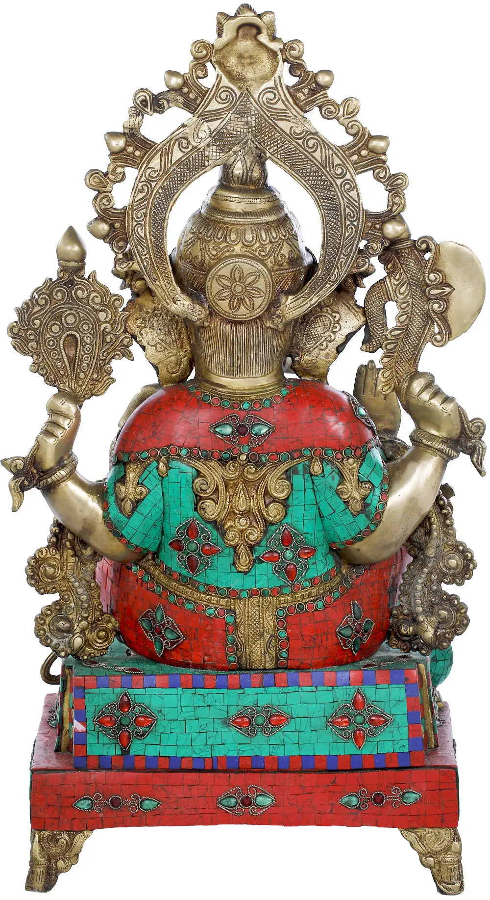 Brassaura® Meenakari Lord Ganesha on Ornate Pedestal | Height 26.77 Inches & Weight 34.50 kgs