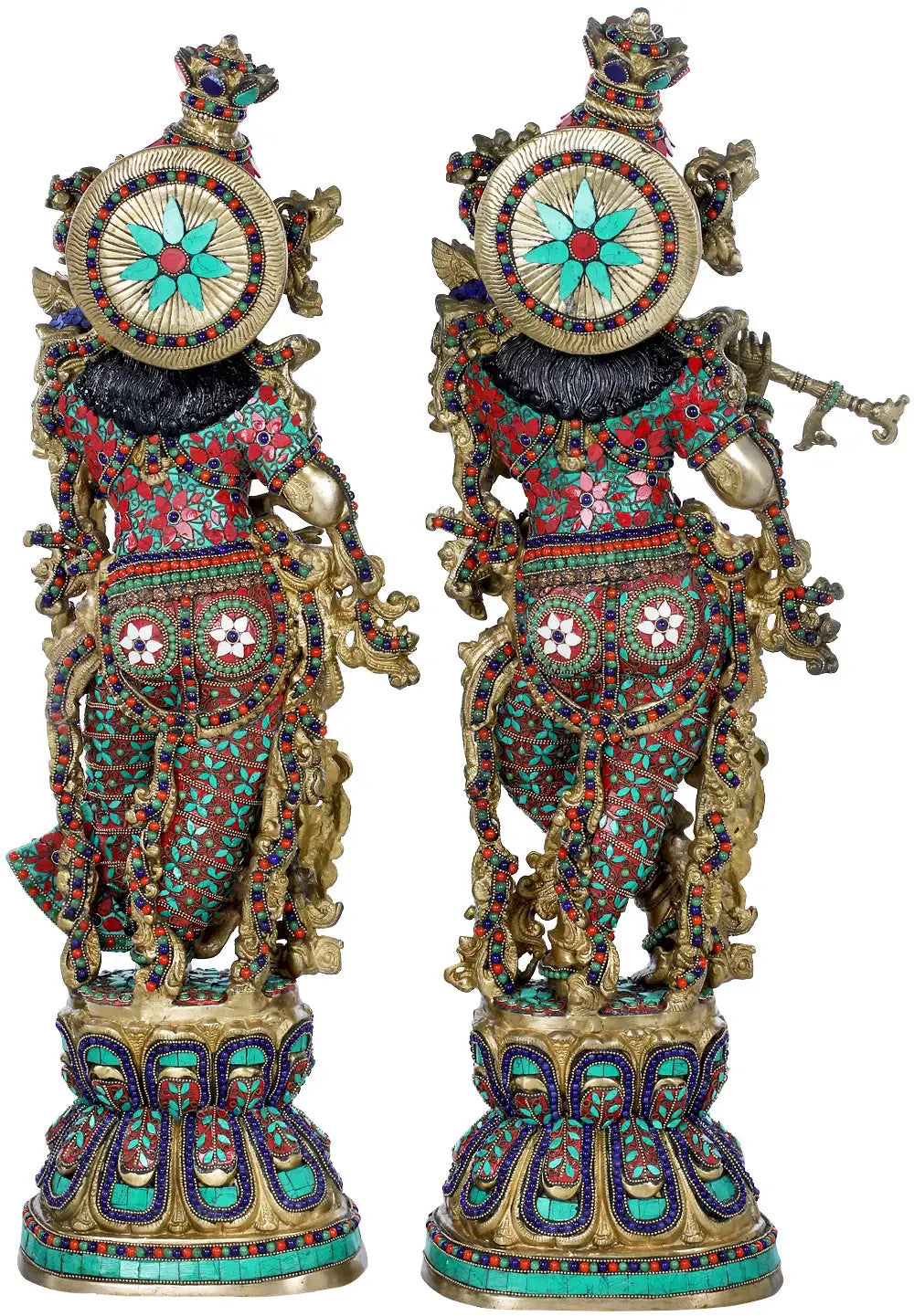 Brassaura® Brass Radha Krishna Statue with Inlay Work | Height 29.13 Inches & Weight 34 kg