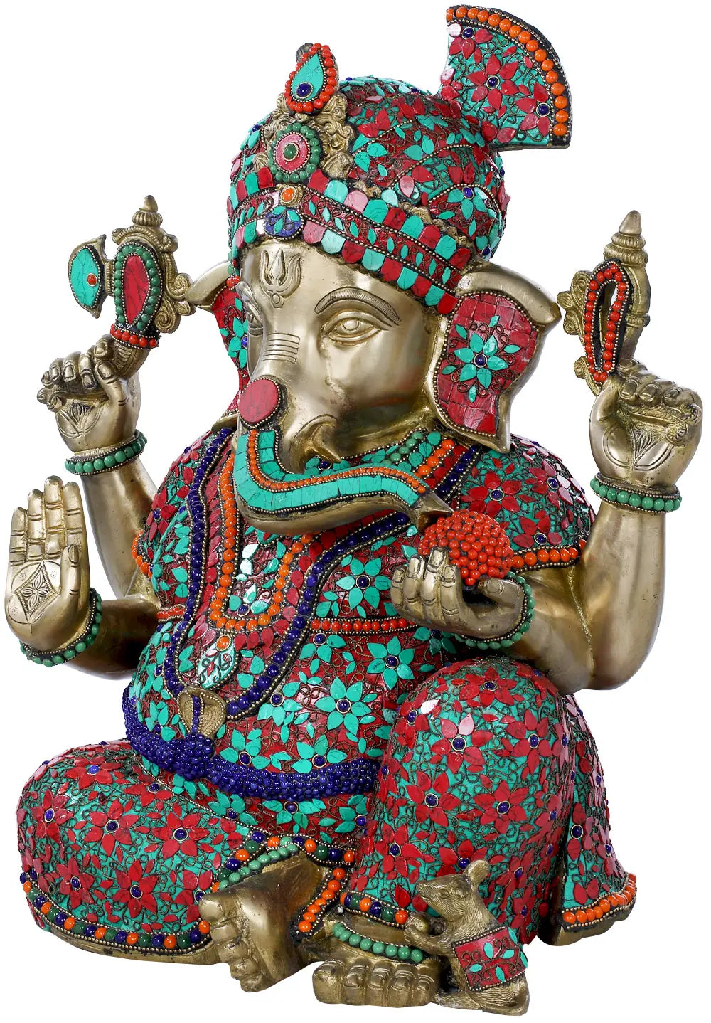 Brassaura® Grand Meenakari Ganesha Statue | Height 16.14 Inches & Weight 35.60 kgs