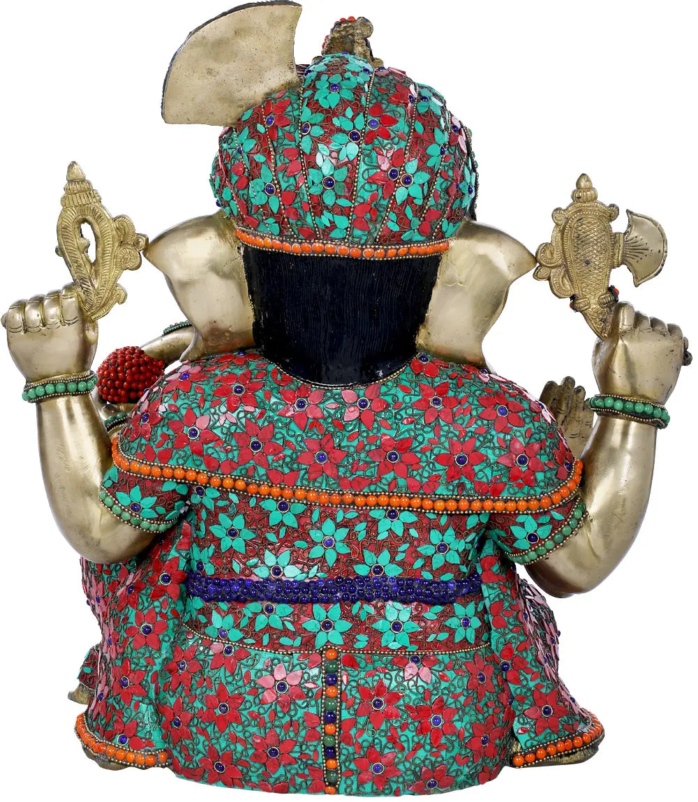 Brassaura® Grand Meenakari Ganesha Statue | Height 16.14 Inches & Weight 35.60 kgs
