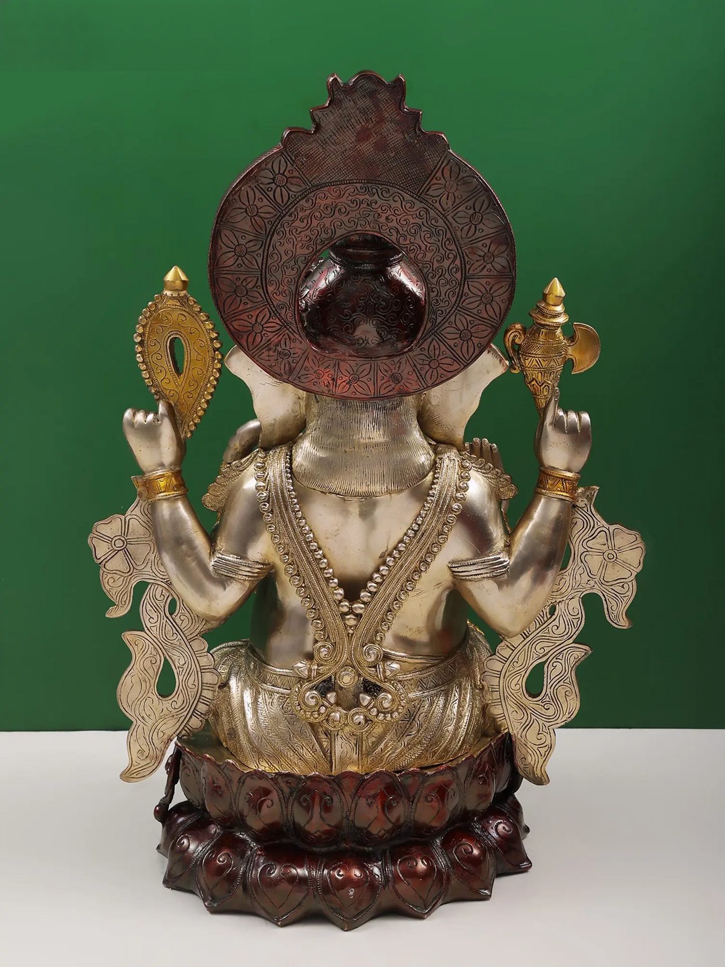 Brassaura® Lord Ganesha Brass Statue with Dual Tone Finish | Height 29.13 Inches & Weight 44 kgs