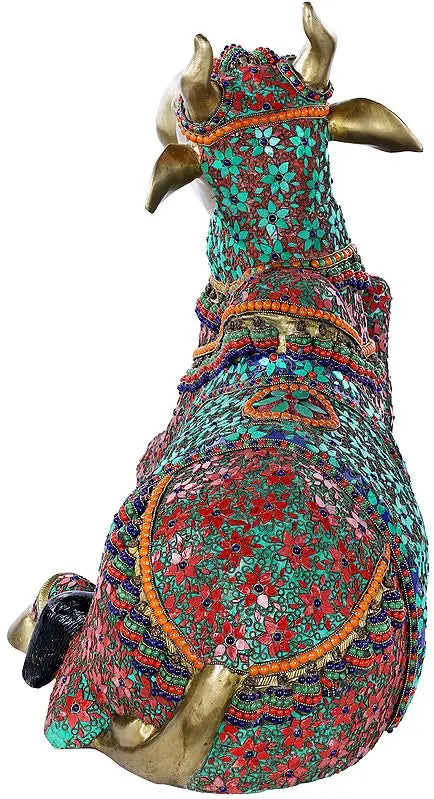 Brassaura® Brass Nandi Statue for Home Décor & Temple | Height 21.7 Inches & Weight 37.30 kg