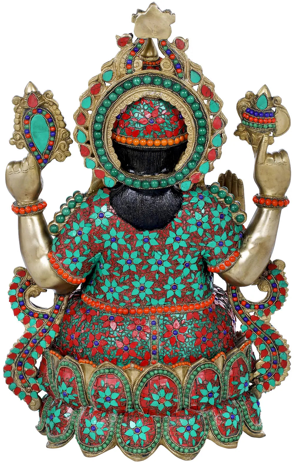 Brassaura® Meenakari Adorned Ganesha Brass Statue | Height 21.46 Inches & Weight 25 kgs