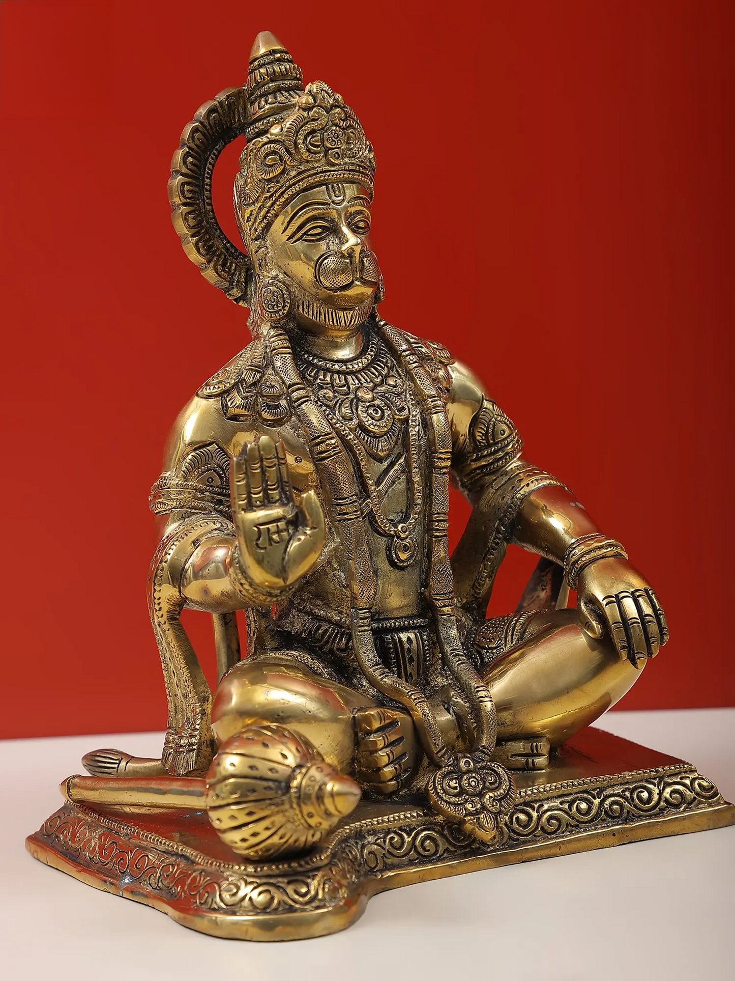 ब्रासौर® आशीर्वाद हनुमान प्रतिमा | शुद्ध पीतल | ऊंचाई 9.25 इंच और वजन 4 किलोग्राम