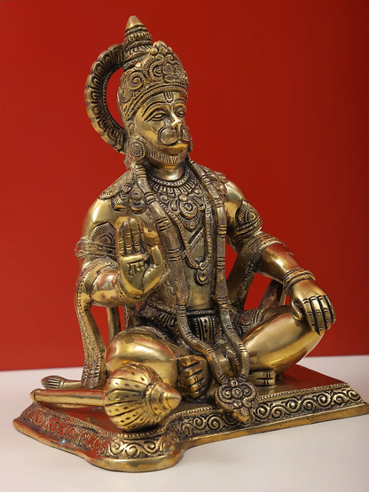ब्रासौर® आशीर्वाद हनुमान प्रतिमा | शुद्ध पीतल | ऊंचाई 9.25 इंच और वजन 4 किलोग्राम