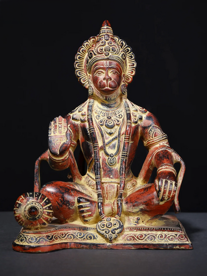 Brassaura® Blessing Hanuman Idol | Pure Brass | Height 9.25 Inches & Weight 4 kgs