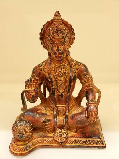 Brassaura® Blessing Hanuman Idol | Pure Brass | Height 9.25 Inches & Weight 4 kgs