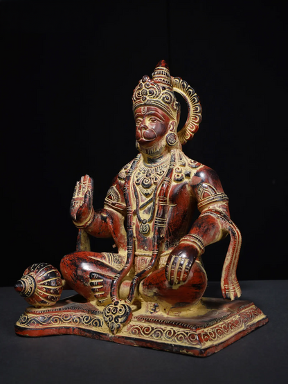 Brassaura® Blessing Hanuman Idol | Pure Brass | Height 9.25 Inches & Weight 4 kgs