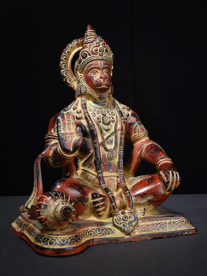 Brassaura® Blessing Hanuman Idol | Pure Brass | Height 9.25 Inches & Weight 4 kgs