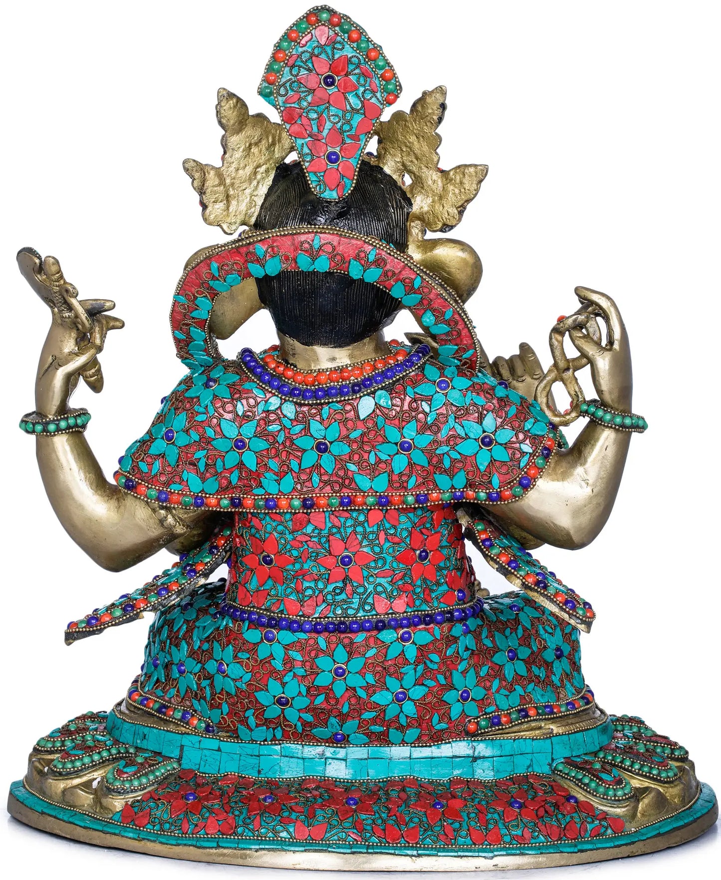 Brassaura® Meenakari Seated Ganesha Idol | Height 16.73 Inches & Weight 15.17 kgs