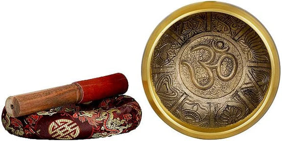 Brassaura® Brass Tibetan Buddhist OM Singing Bowl | Height 8 CM