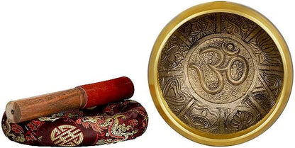 Brassaura® Brass Tibetan Buddhist OM Singing Bowl | Height 8 CM