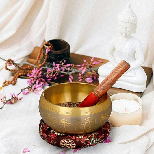 Brassaura® Brass Tibetan Buddhist OM Singing Bowl | Height 8 CM