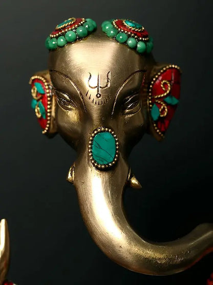 Brassaura® Brass Statue with Inlay Work | Height 8.5 Inches