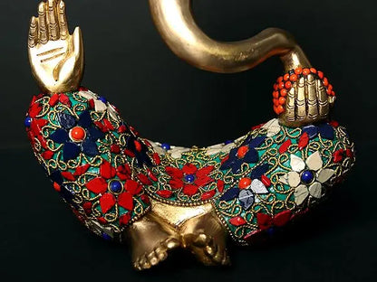 Brassaura® Brass Statue with Inlay Work | Height 8.5 Inches