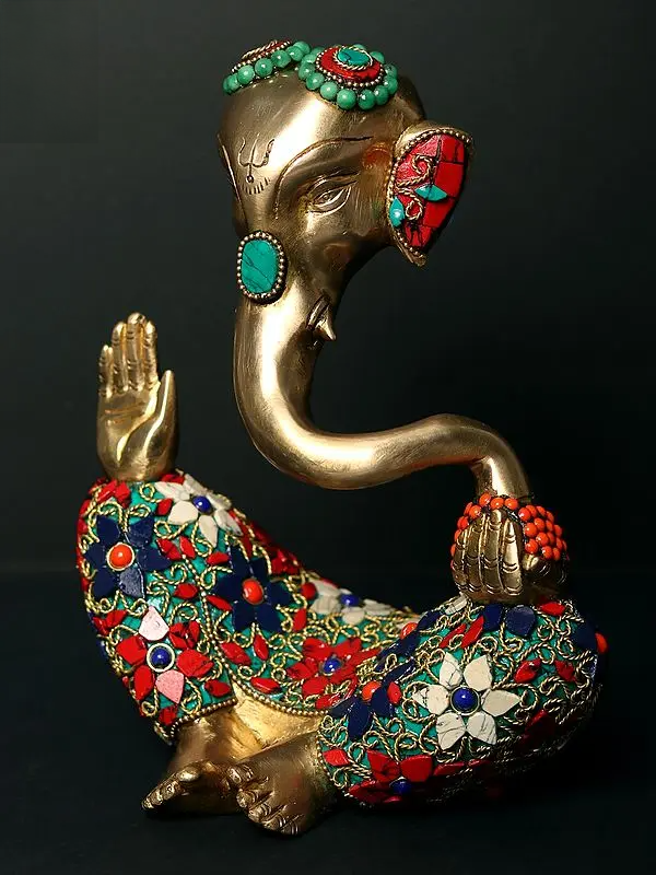 Brassaura® Brass Statue with Inlay Work | Height 8.5 Inches