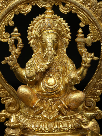 Brassaura™ Brass Ganesha Statue | Height 14 Inches & Weight 6.60 kgs