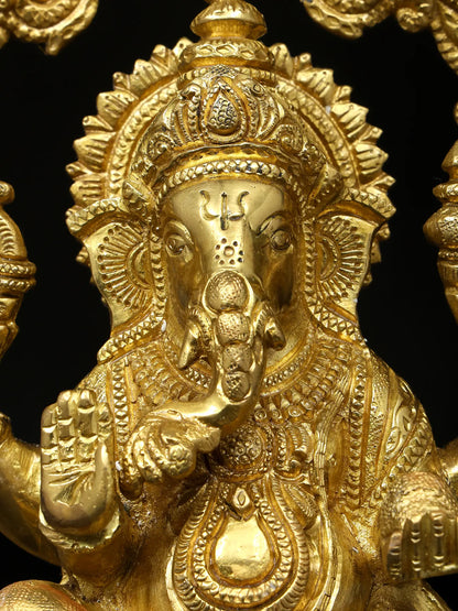 Brassaura™ Brass Ganesha Statue | Height 14 Inches & Weight 6.60 kgs