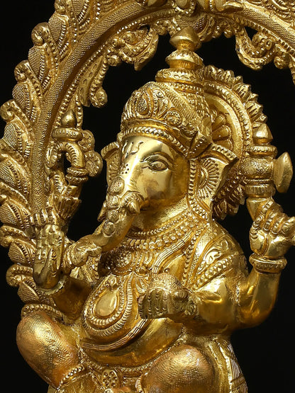 Brassaura™ Brass Ganesha Statue | Height 14 Inches & Weight 6.60 kgs