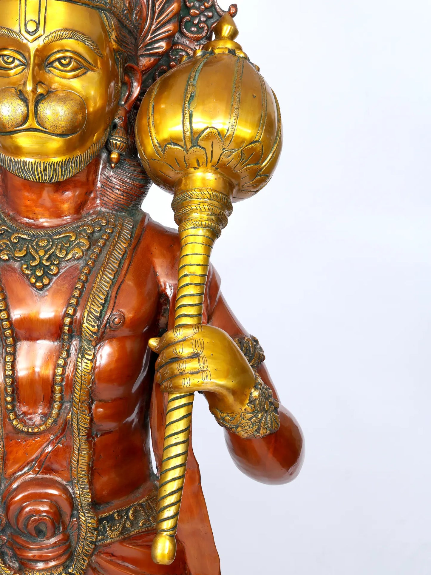ब्रासौराव® खड़े हनुमान जी आशीर्वाद मुद्रा में | शुद्ध पीतल | ऊंचाई 77 इंच, वज़न: 214.70 किलोग्राम