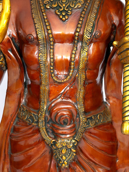 ब्रासौराव® खड़े हनुमान जी आशीर्वाद मुद्रा में | शुद्ध पीतल | ऊंचाई 77 इंच, वज़न: 214.70 किलोग्राम