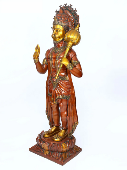 ब्रासौराव® खड़े हनुमान जी आशीर्वाद मुद्रा में | शुद्ध पीतल | ऊंचाई 77 इंच, वज़न: 214.70 किलोग्राम