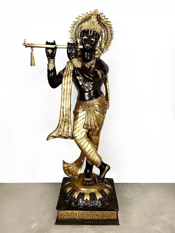 Brassaura® Brass Krishna Statue | Height 79 Inches & Weight 140 kg