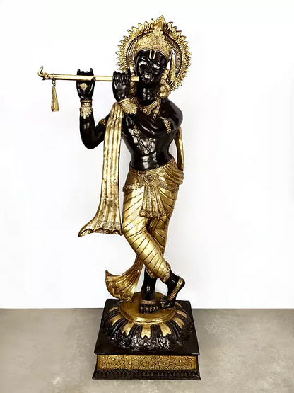 Brassaura® Brass Krishna Statue | Height 79 Inches & Weight 140 kg